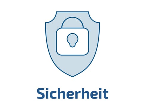 Ein Schild mit einem Schloss-Symbol und dem Wort "Sicherheit" darunter.