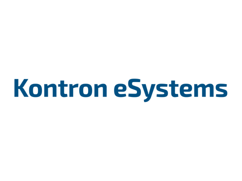 Logo von Kontron eSystems in blauer Schrift auf weißem Hintergrund.