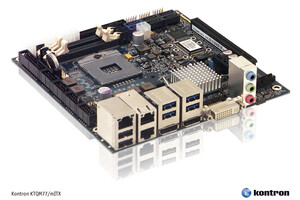 Voll ausgestattetes Kontron Embedded Mini-ITX Motherboard mit Intel® Core™ Prozessoren der dritten Generation